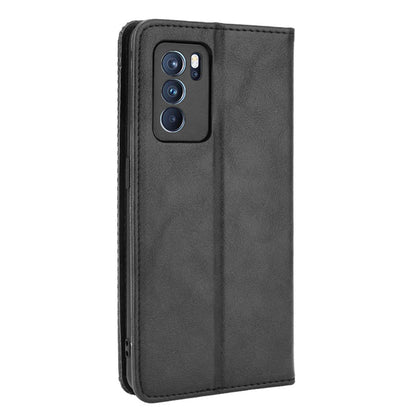 Vintage Style Magnetic Closure Leather Phone Case with Wallet Stand Design for Oppo Reno6 Pro 5G (MediaTek)