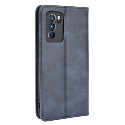 Vintage Style Magnetic Closure Leather Phone Case with Wallet Stand Design for Oppo Reno6 Pro 5G (MediaTek)