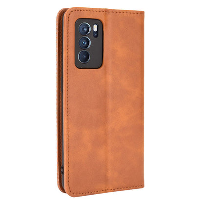 Vintage Style Magnetic Closure Leather Phone Case with Wallet Stand Design for Oppo Reno6 Pro 5G (MediaTek)