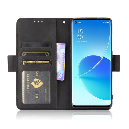 Leather Stand Wallet Phone Case Cover with Multiple Card Slots for Oppo Reno6 Pro 5G (MediaTek)