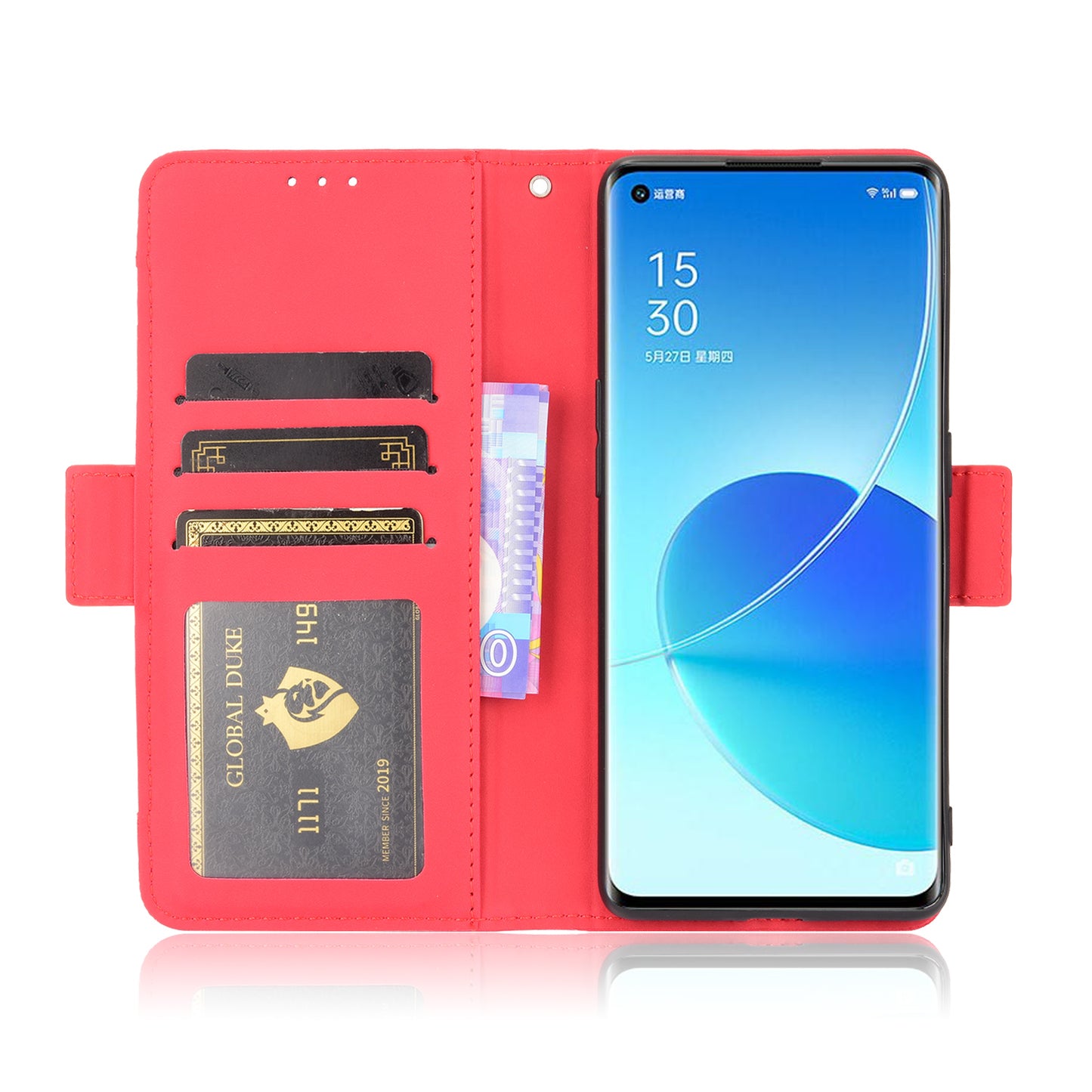 Leather Stand Wallet Phone Case Cover with Multiple Card Slots for Oppo Reno6 Pro 5G (MediaTek)