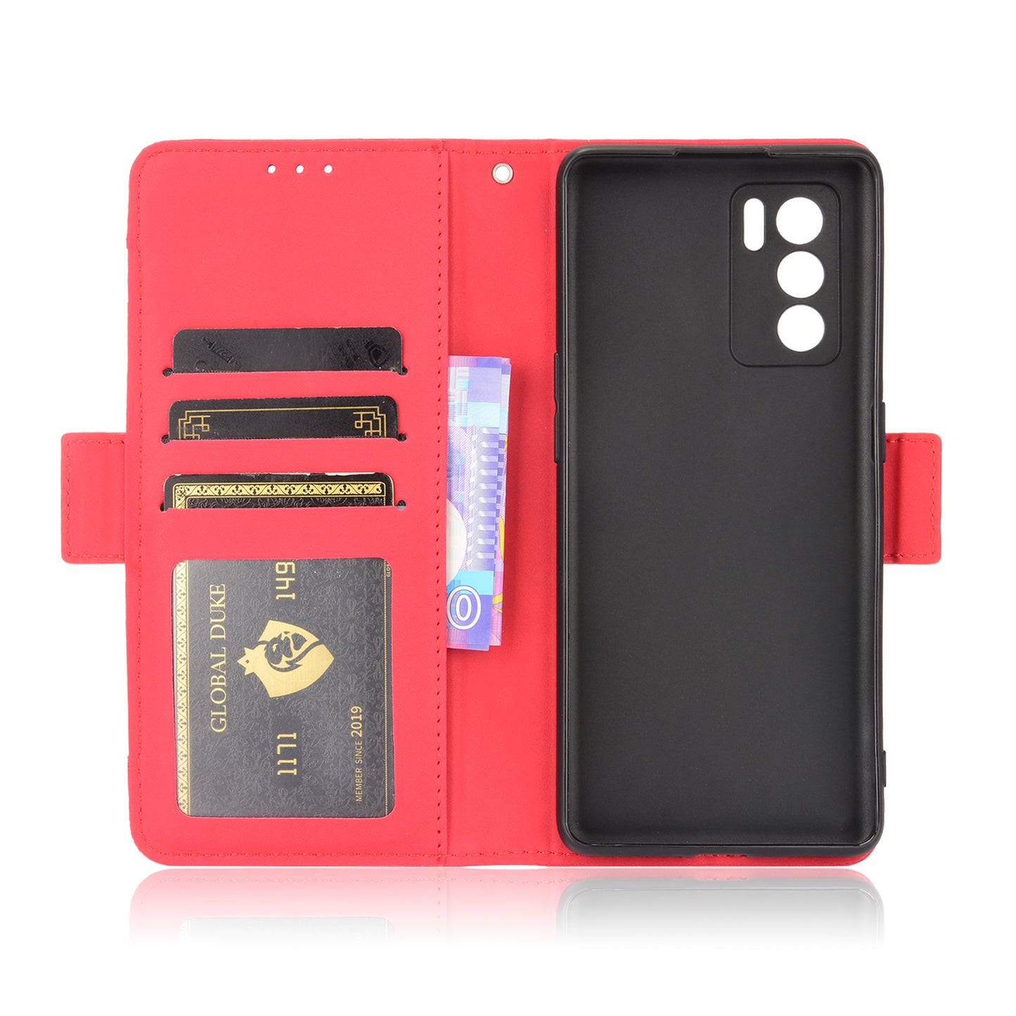 Leather Stand Wallet Phone Case Cover with Multiple Card Slots for Oppo Reno6 Pro 5G (MediaTek)