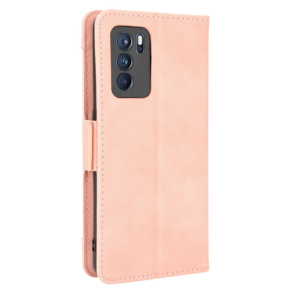 Leather Stand Wallet Phone Case Cover with Multiple Card Slots for Oppo Reno6 Pro 5G (MediaTek)