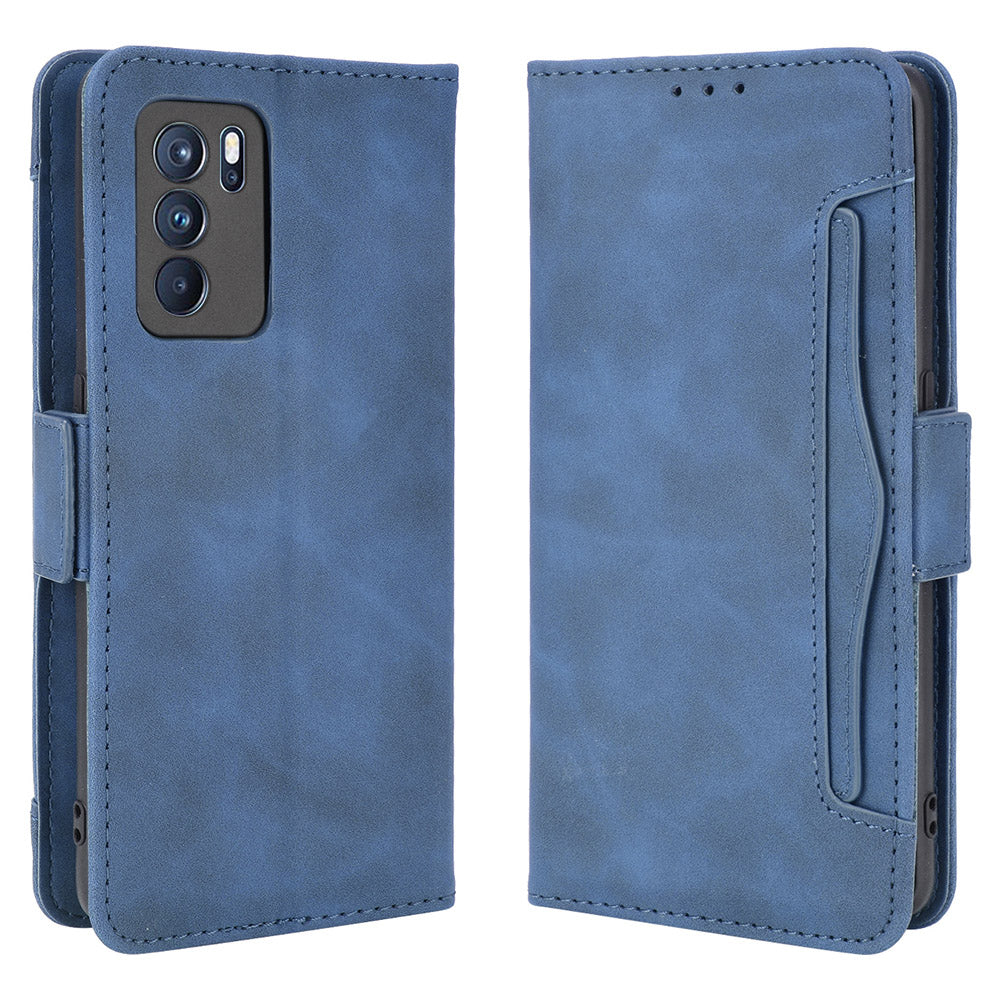 Leather Stand Wallet Phone Case Cover with Multiple Card Slots for Oppo Reno6 Pro 5G (MediaTek)