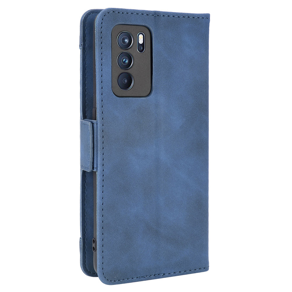 Leather Stand Wallet Phone Case Cover with Multiple Card Slots for Oppo Reno6 Pro 5G (MediaTek)