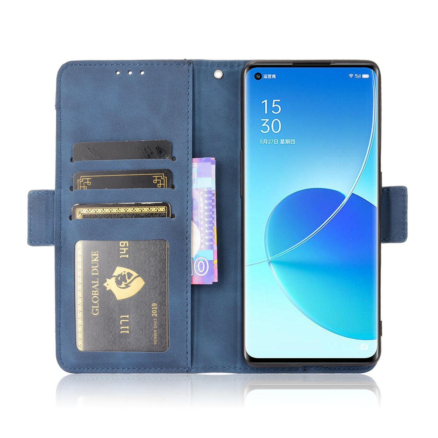 Leather Stand Wallet Phone Case Cover with Multiple Card Slots for Oppo Reno6 Pro 5G (MediaTek)