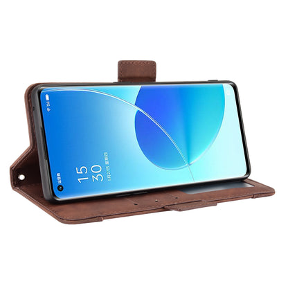 Leather Stand Wallet Phone Case Cover with Multiple Card Slots for Oppo Reno6 Pro 5G (MediaTek)