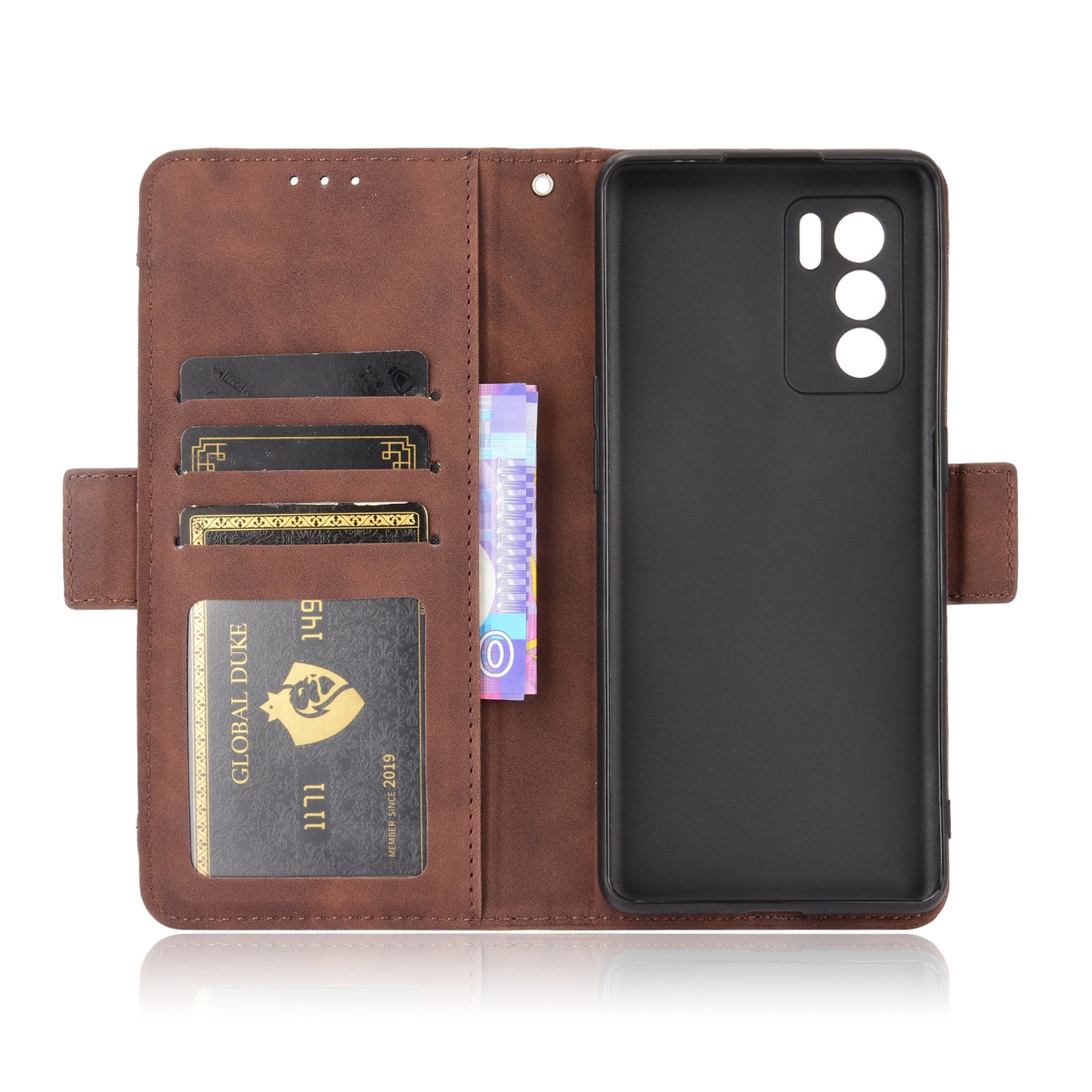 Leather Stand Wallet Phone Case Cover with Multiple Card Slots for Oppo Reno6 Pro 5G (MediaTek)