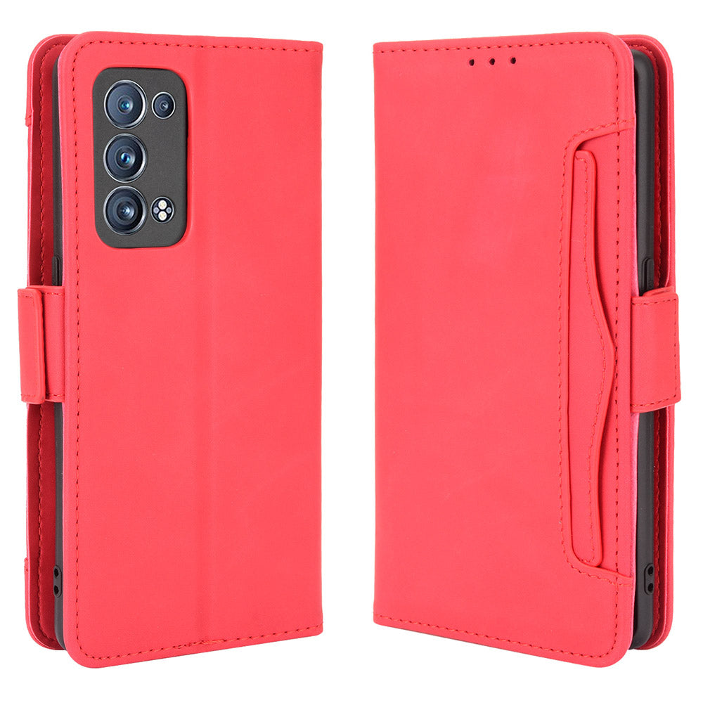 Multiple Card Slots Design PU Leather Stand Wallet Phone Case for Oppo Reno6 Pro+ 5G/Pro 5G (Snapdragon)