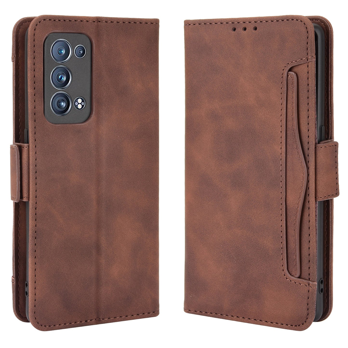 Multiple Card Slots Design PU Leather Stand Wallet Phone Case for Oppo Reno6 Pro+ 5G/Pro 5G (Snapdragon)