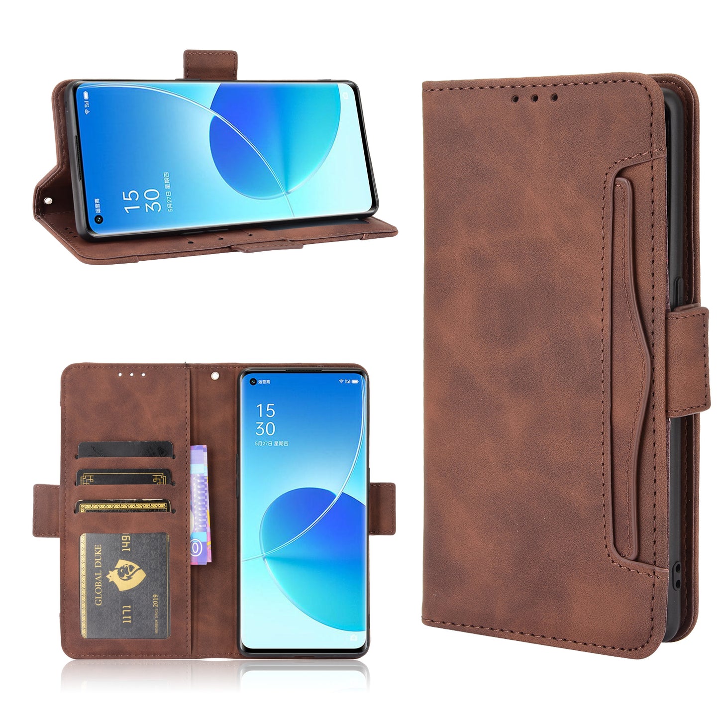 Multiple Card Slots Design PU Leather Stand Wallet Phone Case for Oppo Reno6 Pro+ 5G/Pro 5G (Snapdragon)