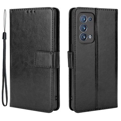 Crazy Horse Texture Wallet Stand PU Leather Phone Shell Case for Oppo Reno6 Pro+ 5G/Pro 5G (Snapdragon)