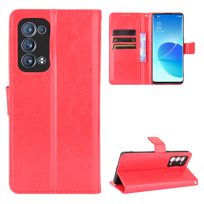 Crazy Horse Texture Wallet Stand PU Leather Phone Shell Case for Oppo Reno6 Pro+ 5G/Pro 5G (Snapdragon)