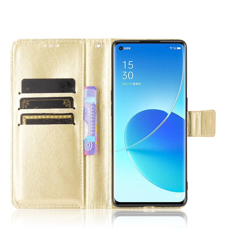 Crazy Horse Texture Wallet Stand PU Leather Phone Shell Case for Oppo Reno6 Pro+ 5G/Pro 5G (Snapdragon)