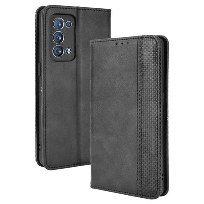 Wallet Stand Design Vintage Style Magnetic Auto-absorbed Leather Phone Case for Oppo Reno6 Pro+ 5G/Pro 5G (Snapdragon)