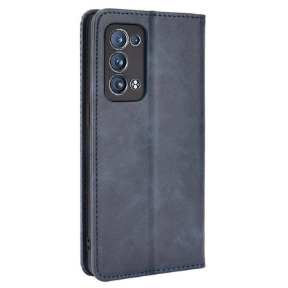 Wallet Stand Design Vintage Style Magnetic Auto-absorbed Leather Phone Case for Oppo Reno6 Pro+ 5G/Pro 5G (Snapdragon)