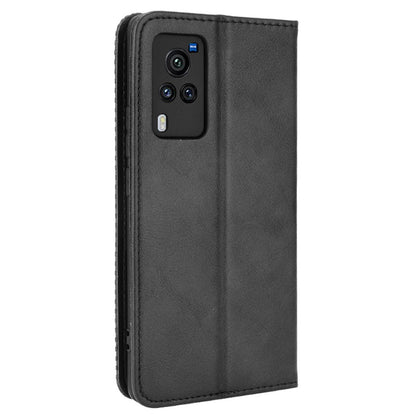 Vintage Magnetic Auto-absorbed Leather Phone Case with Wallet Stand Design for vivo X60 5G/X60 Pro 5G (Global)