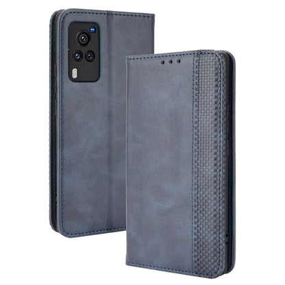 Vintage Magnetic Auto-absorbed Leather Phone Case with Wallet Stand Design for vivo X60 5G/X60 Pro 5G (Global)