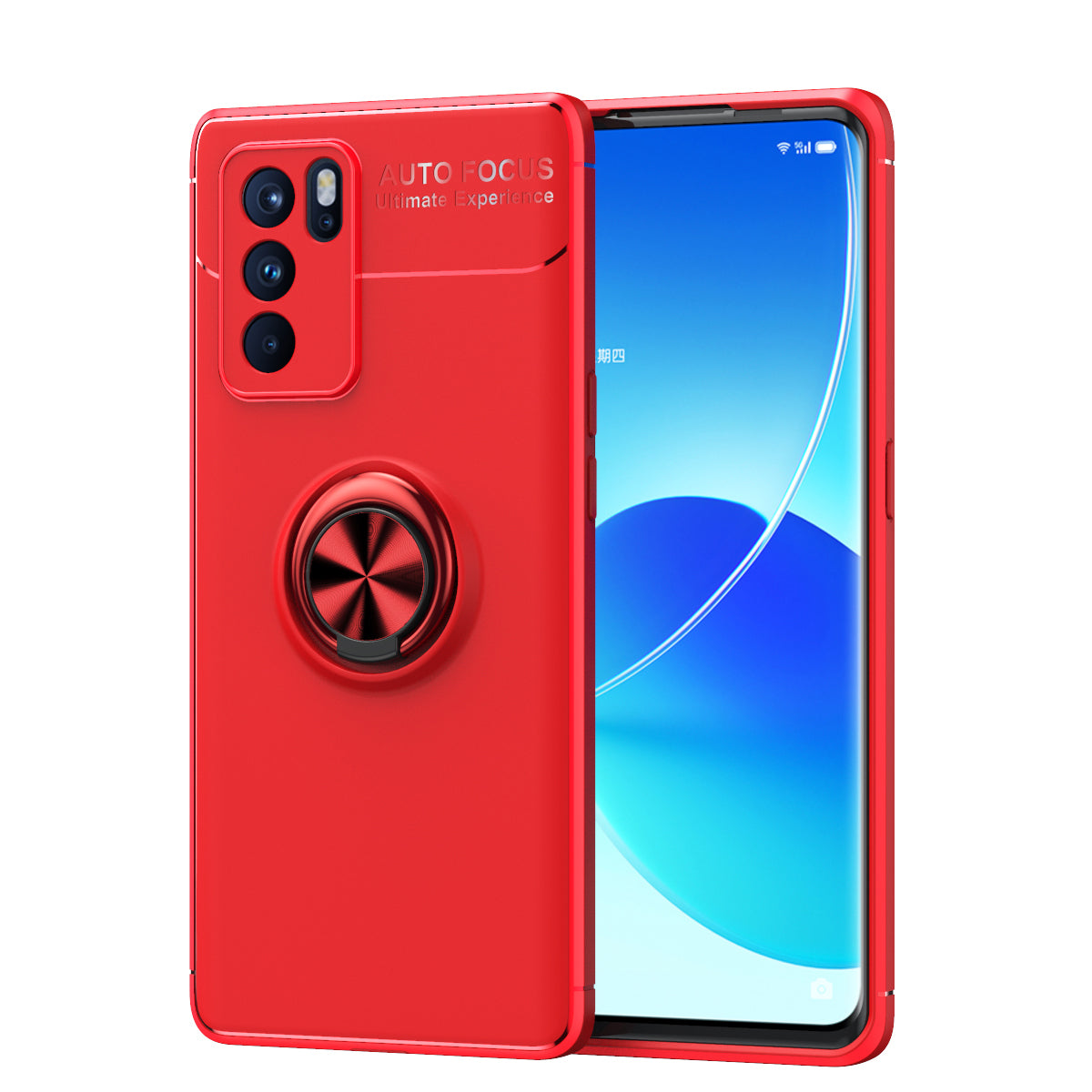 Full Body Shockproof Ring Holder Kickstand Slim Soft TPU Back Case for Oppo Reno6 Pro+ 5G/Pro 5G (Snapdragon)