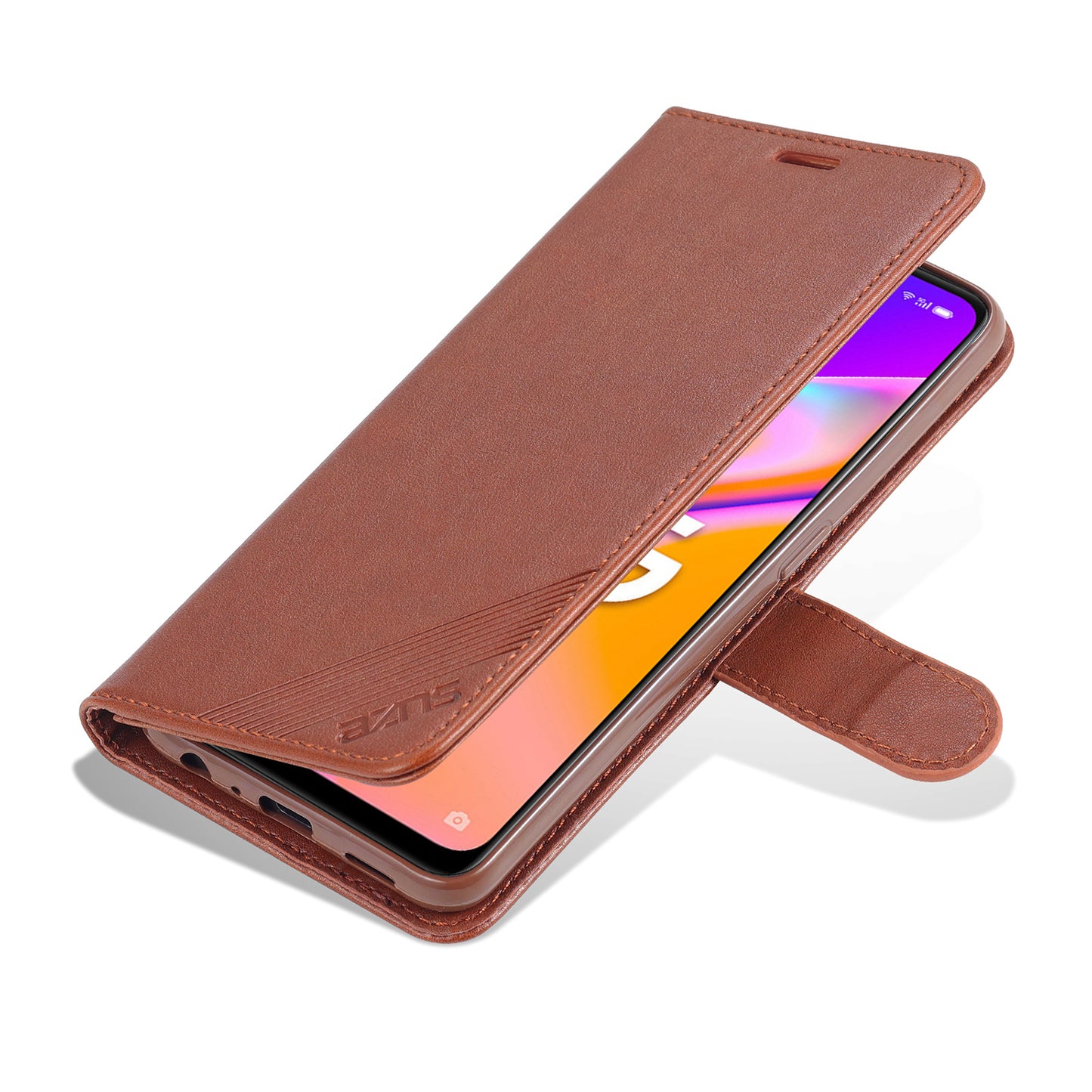 AZNS PU Leather Wallet Design Mobile Phone Stand Case for Oppo A94 5G / A95 5G/ Reno5 Z / F19 Pro+ 5G