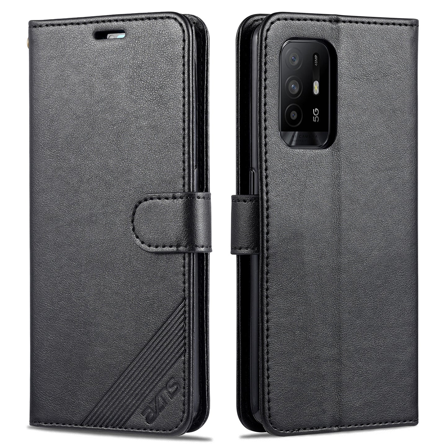 AZNS PU Leather Wallet Design Mobile Phone Stand Case for Oppo A94 5G / A95 5G/ Reno5 Z / F19 Pro+ 5G