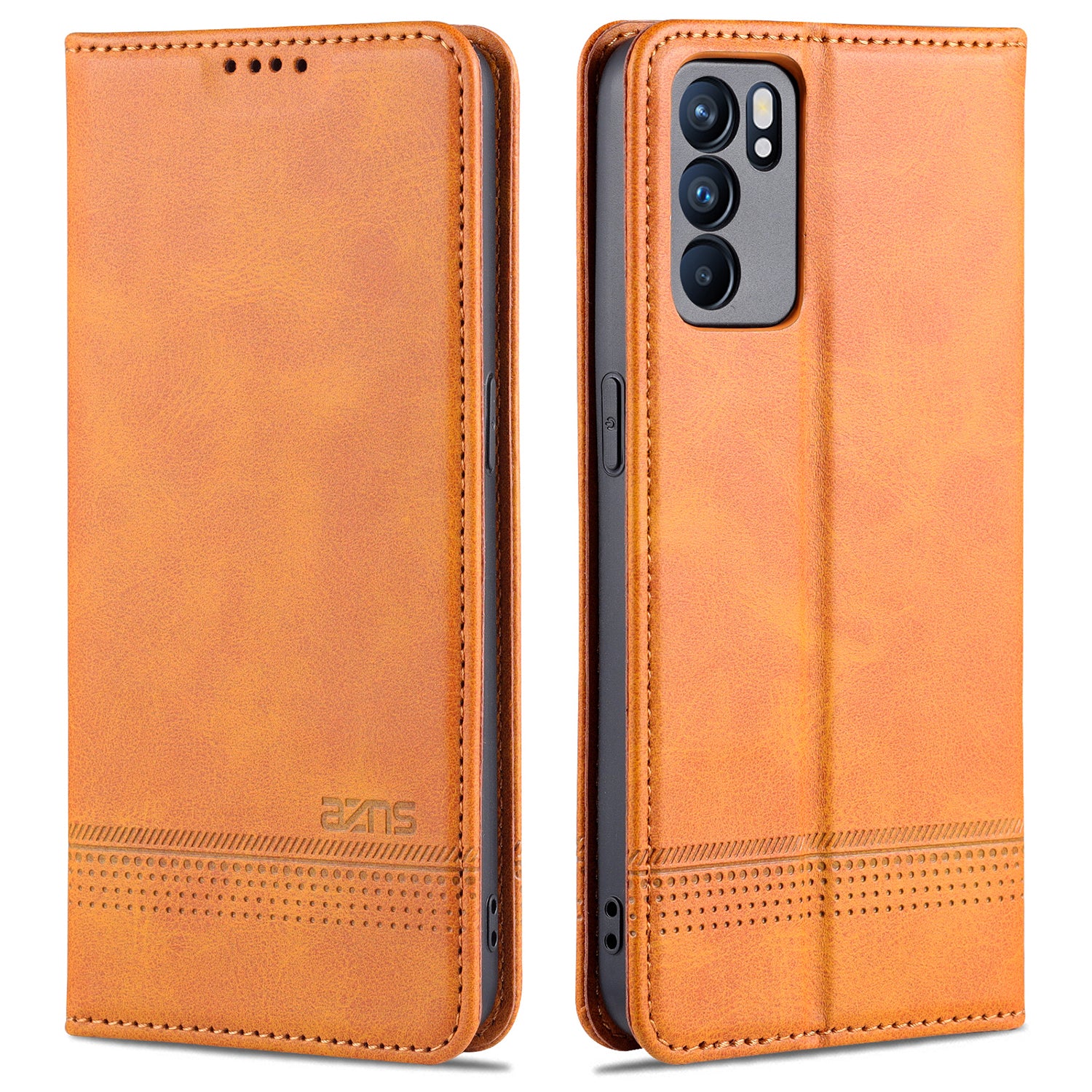 AZNS Stand Design Wallet Case Auto-absorbed Magnetic Leather Cell Phone Shell for Oppo Reno6 5G