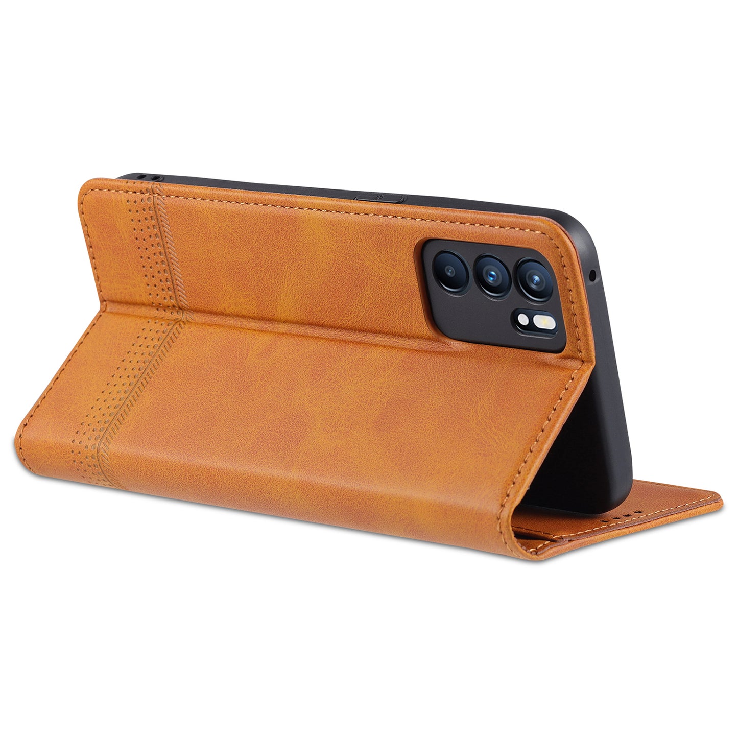 AZNS Stand Design Wallet Case Auto-absorbed Magnetic Leather Cell Phone Shell for Oppo Reno6 5G