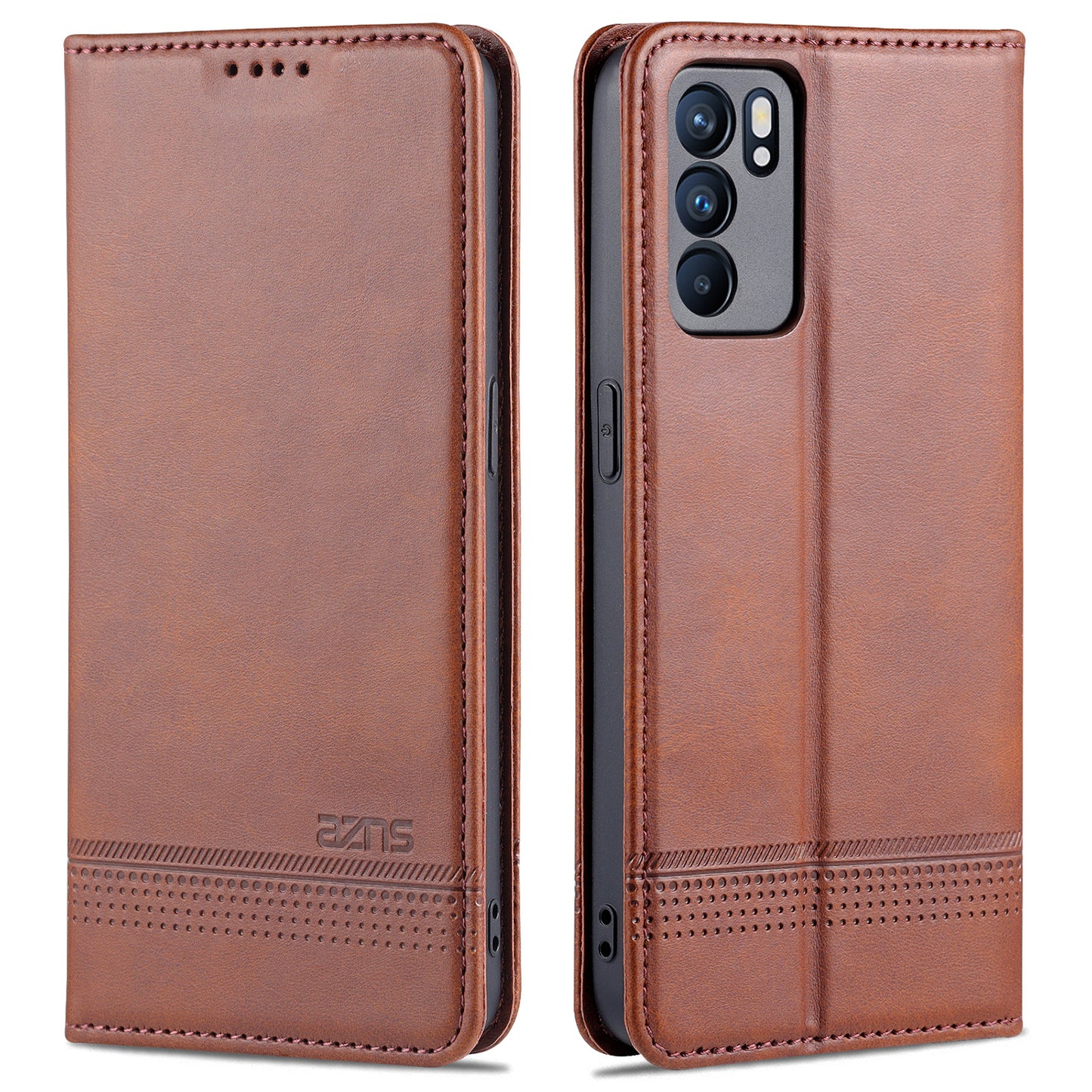 AZNS Stand Design Wallet Case Auto-absorbed Magnetic Leather Cell Phone Shell for Oppo Reno6 5G