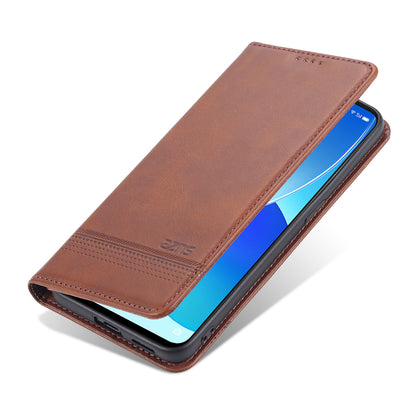 AZNS Stand Design Wallet Case Auto-absorbed Magnetic Leather Cell Phone Shell for Oppo Reno6 5G