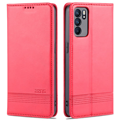 AZNS Stand Design Wallet Case Auto-absorbed Magnetic Leather Cell Phone Shell for Oppo Reno6 5G