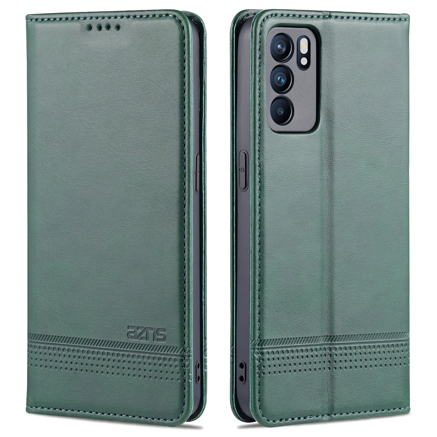 AZNS Stand Design Wallet Case Auto-absorbed Magnetic Leather Cell Phone Shell for Oppo Reno6 5G