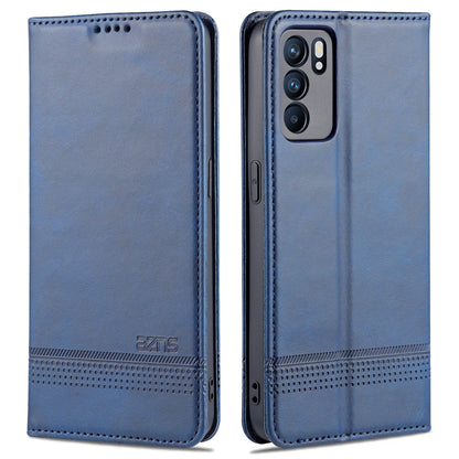 AZNS Stand Design Wallet Case Auto-absorbed Magnetic Leather Cell Phone Shell for Oppo Reno6 5G