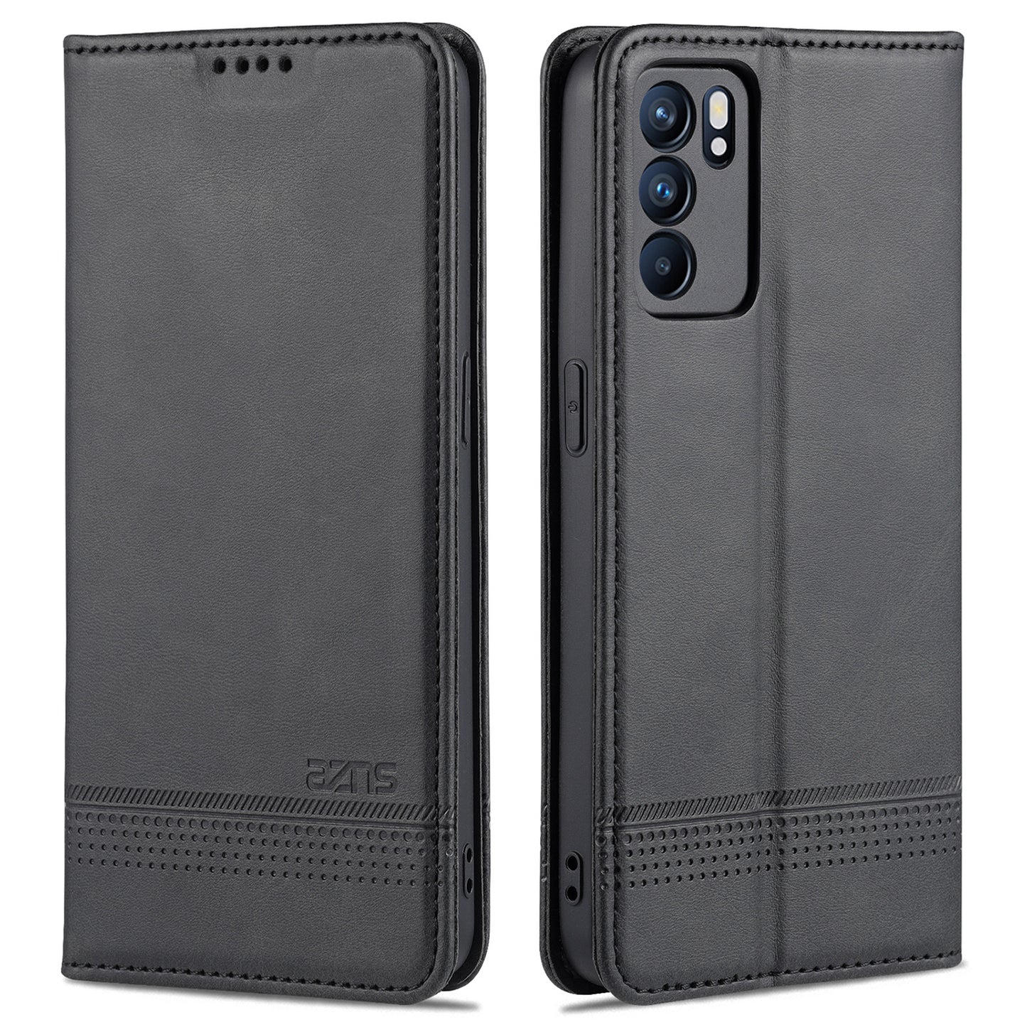 AZNS Stand Design Wallet Case Auto-absorbed Magnetic Leather Cell Phone Shell for Oppo Reno6 5G