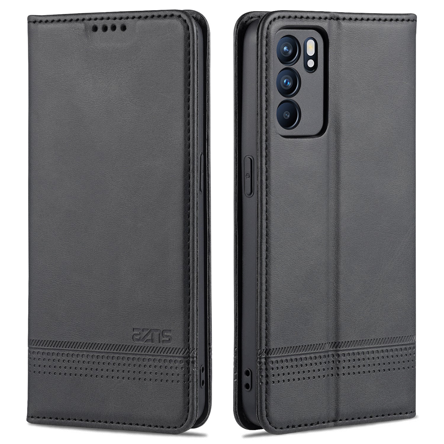 AZNS Stand Design Wallet Case Auto-absorbed Magnetic Leather Cell Phone Shell for Oppo Reno6 5G