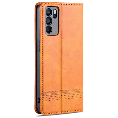 AZNS Stand Wallet Case Auto-absorbed Magnetic Leather Mobile Phone Cover for Oppo Reno6 Pro 5G (MediaTek)