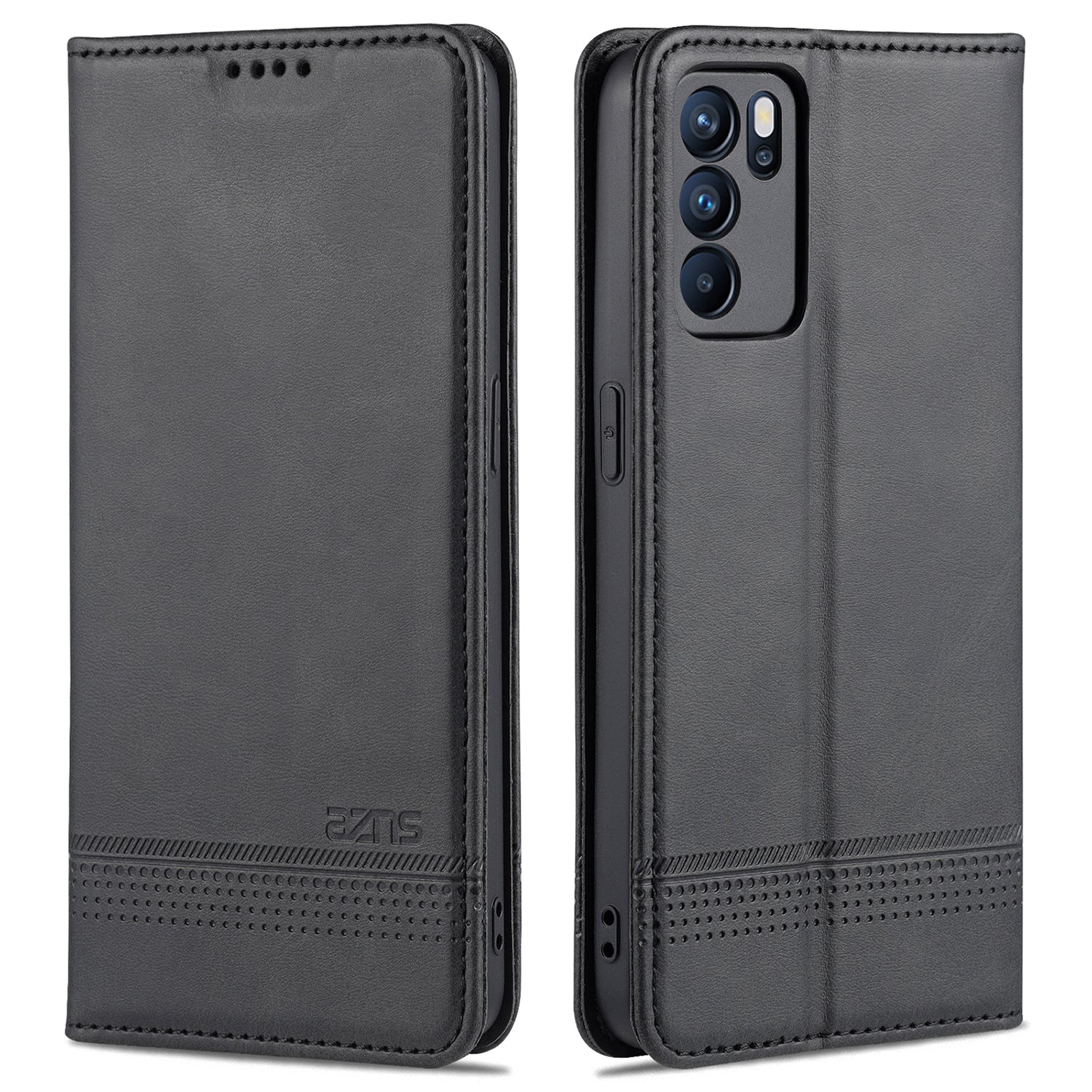 AZNS Stand Wallet Case Auto-absorbed Magnetic Leather Mobile Phone Cover for Oppo Reno6 Pro 5G (MediaTek)