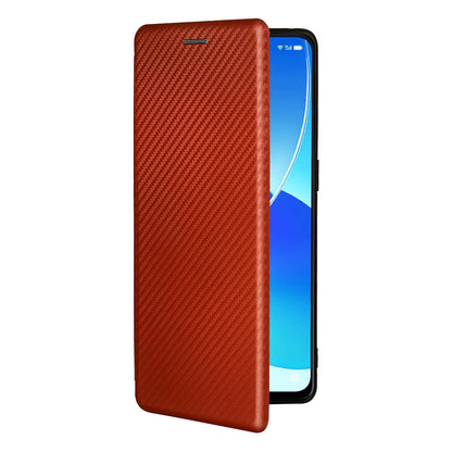 Carbon Fiber Texture Auto-absorbed Cell Phone Protective Stand Case for Oppo Reno6 Pro+ 5G/Pro 5G (Snapdragon)