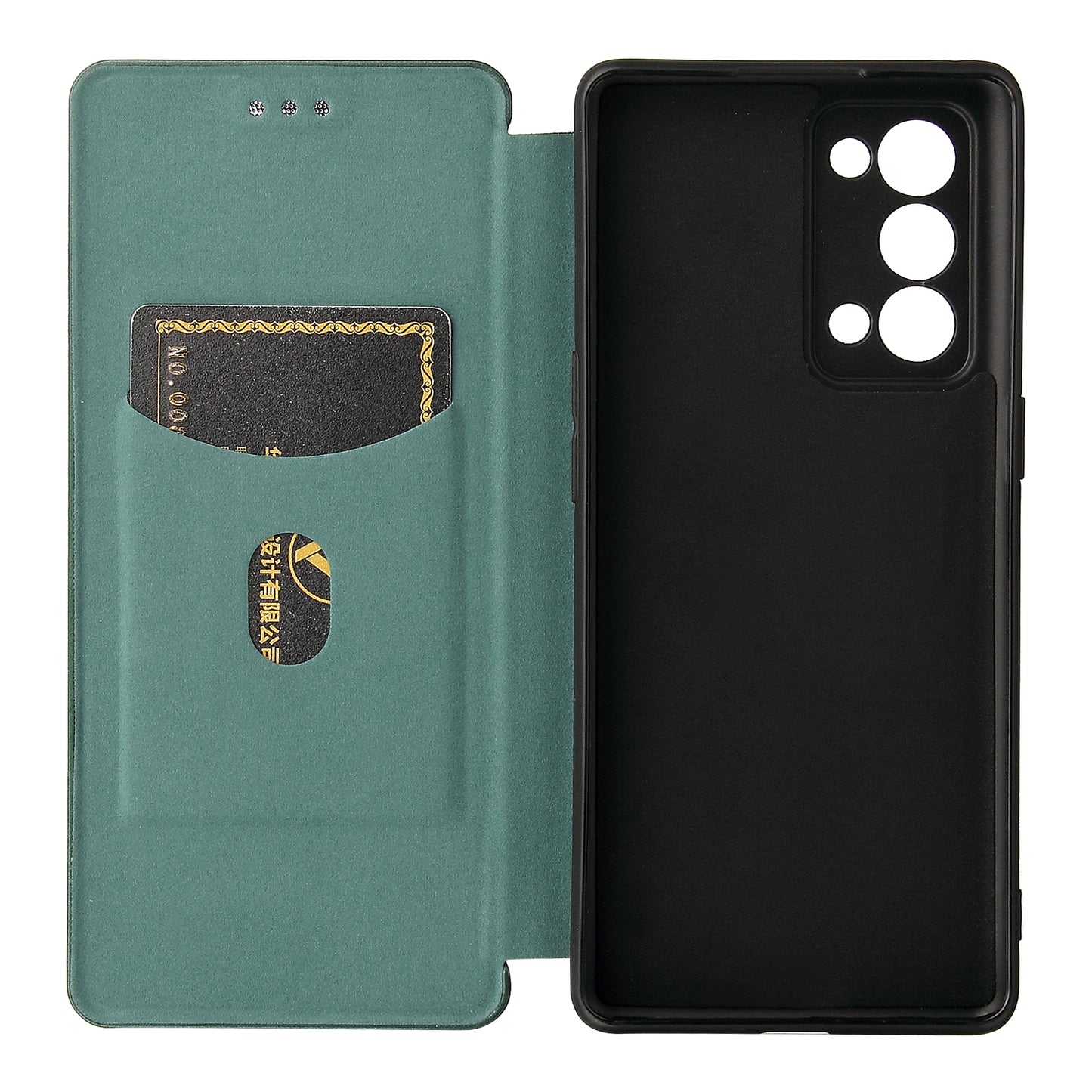 Carbon Fiber Texture Auto-absorbed Cell Phone Protective Stand Case for Oppo Reno6 Pro+ 5G/Pro 5G (Snapdragon)