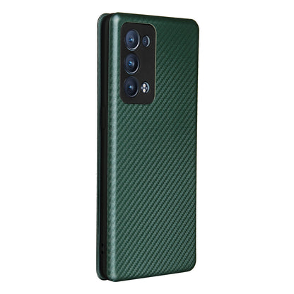 Carbon Fiber Texture Auto-absorbed Cell Phone Protective Stand Case for Oppo Reno6 Pro+ 5G/Pro 5G (Snapdragon)