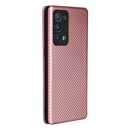 Carbon Fiber Texture Auto-absorbed Cell Phone Protective Stand Case for Oppo Reno6 Pro+ 5G/Pro 5G (Snapdragon)