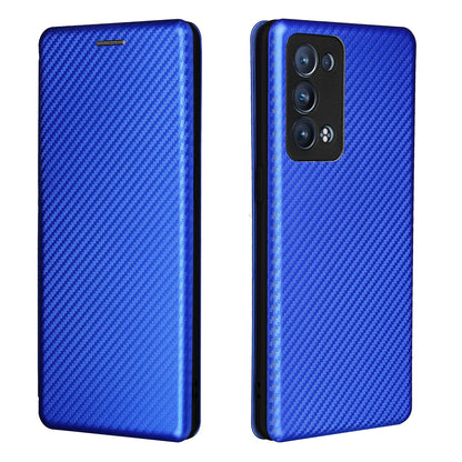 Carbon Fiber Texture Auto-absorbed Cell Phone Protective Stand Case for Oppo Reno6 Pro+ 5G/Pro 5G (Snapdragon)