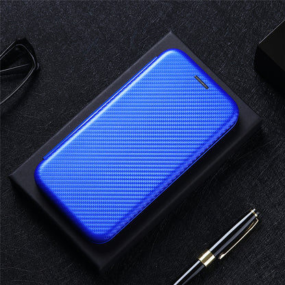 Carbon Fiber Texture Auto-absorbed Cell Phone Protective Stand Case for Oppo Reno6 Pro+ 5G/Pro 5G (Snapdragon)