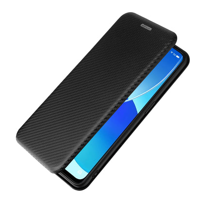 Carbon Fiber Texture Auto-absorbed Leather Mobile Phone Case Stand Design for Oppo Reno6 5G