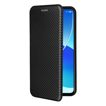 Carbon Fiber Texture Auto-absorbed Leather Mobile Phone Case Stand Design for Oppo Reno6 5G