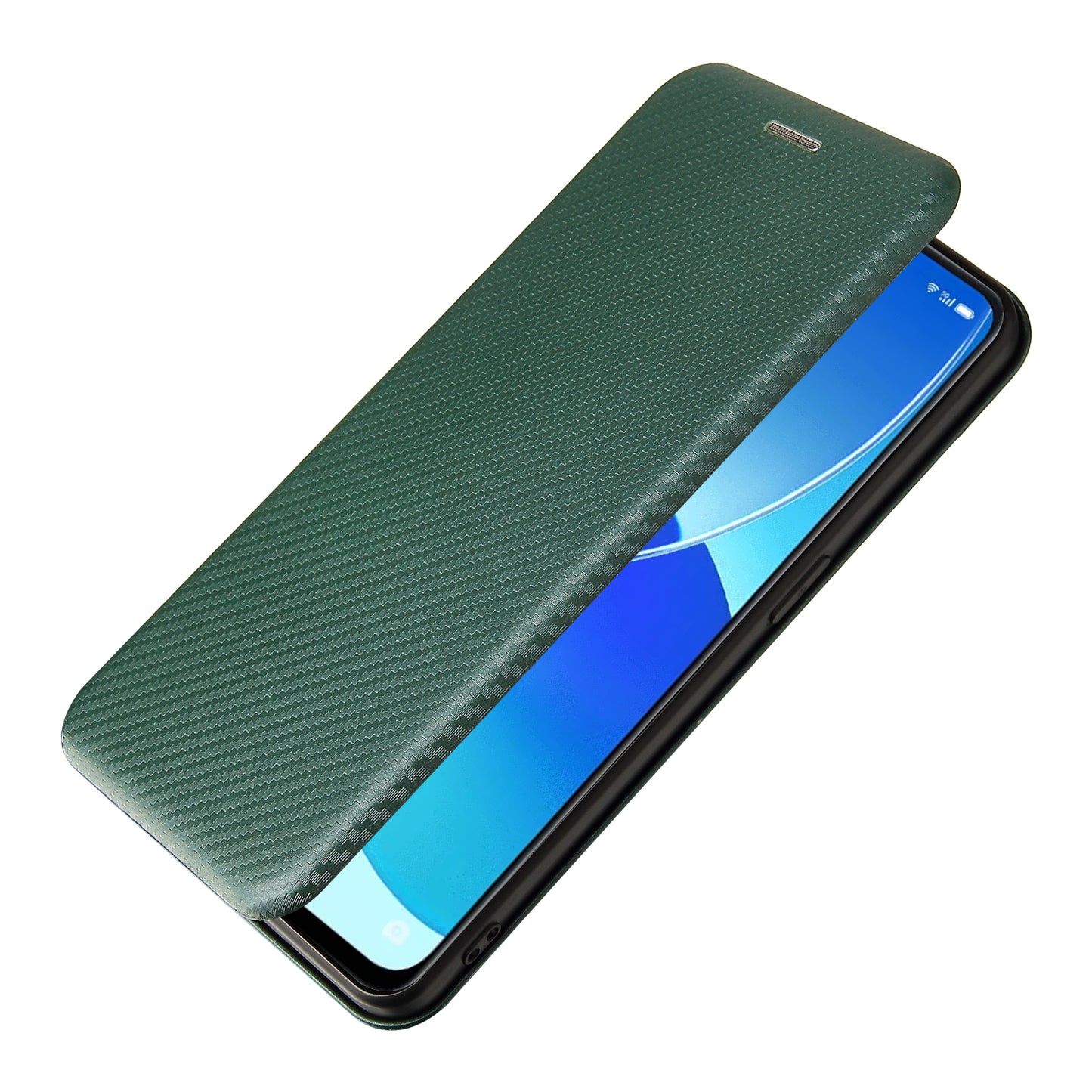 Carbon Fiber Texture Auto-absorbed Leather Mobile Phone Case Stand Design for Oppo Reno6 5G