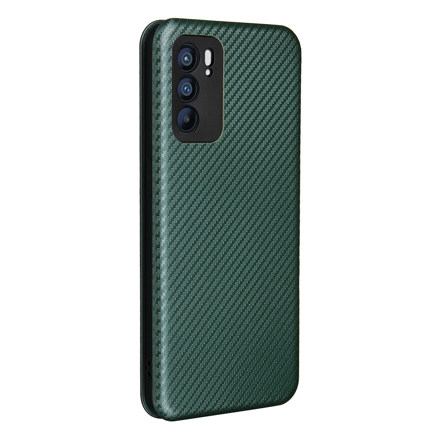 Carbon Fiber Texture Auto-absorbed Leather Mobile Phone Case Stand Design for Oppo Reno6 5G