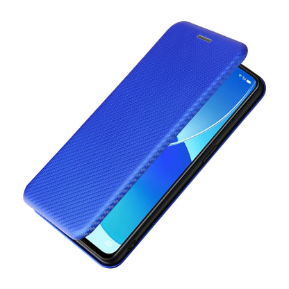 Carbon Fiber Texture Auto-absorbed Leather Mobile Phone Case Stand Design for Oppo Reno6 5G