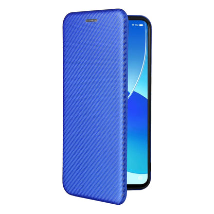 Carbon Fiber Texture Auto-absorbed Leather Mobile Phone Case Stand Design for Oppo Reno6 5G