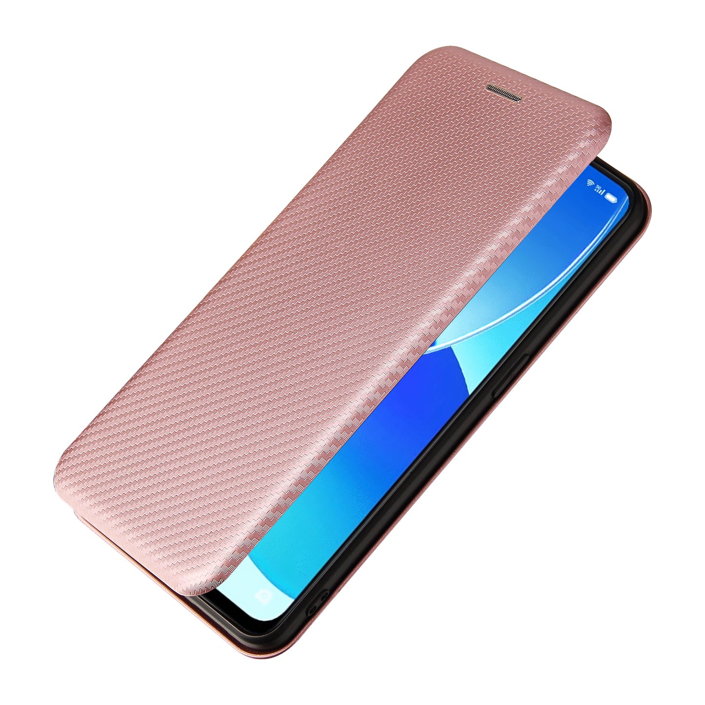 Carbon Fiber Texture Auto-absorbed Leather Mobile Phone Case Stand Design for Oppo Reno6 5G