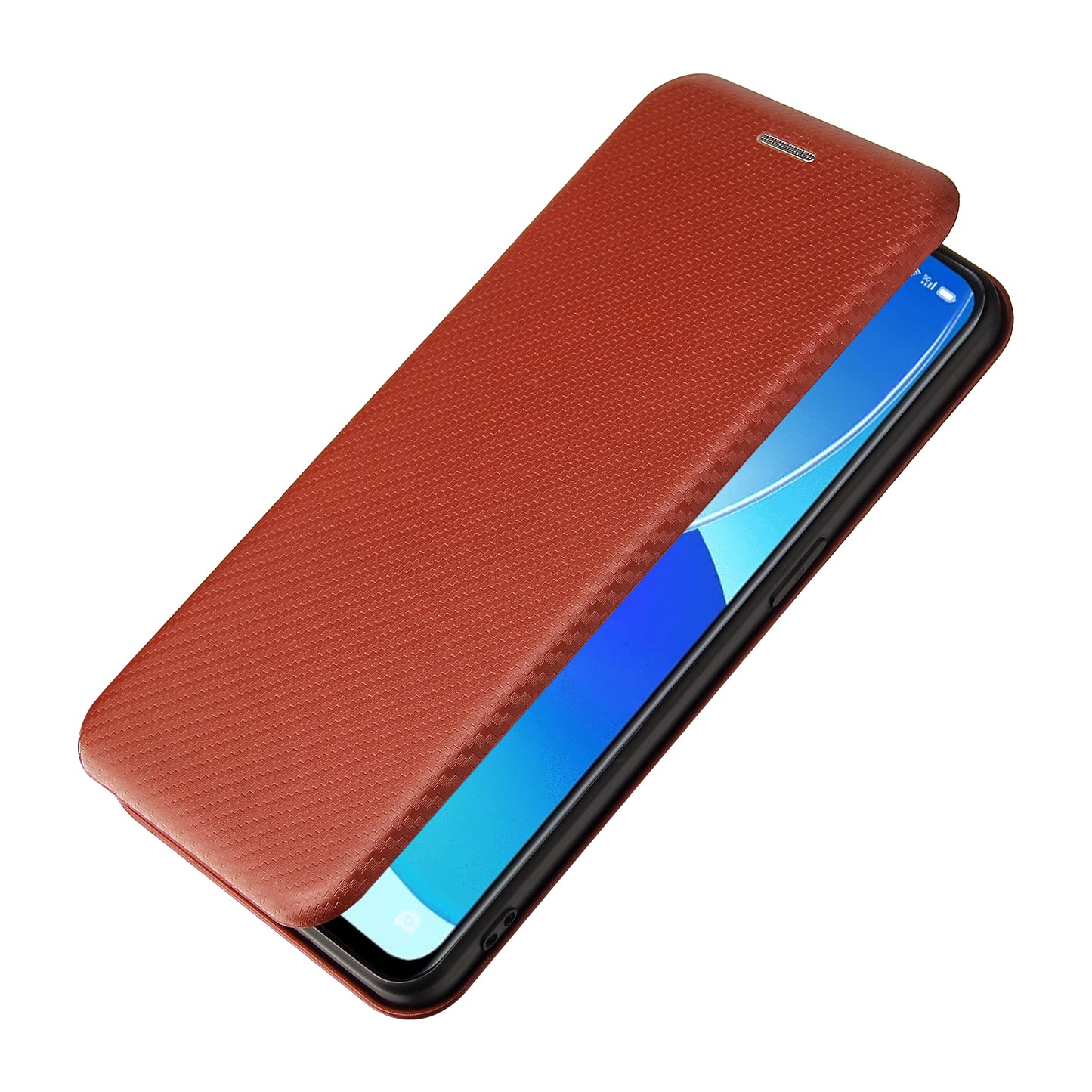 Carbon Fiber Texture Auto-absorbed Leather Mobile Phone Case Stand Design for Oppo Reno6 5G